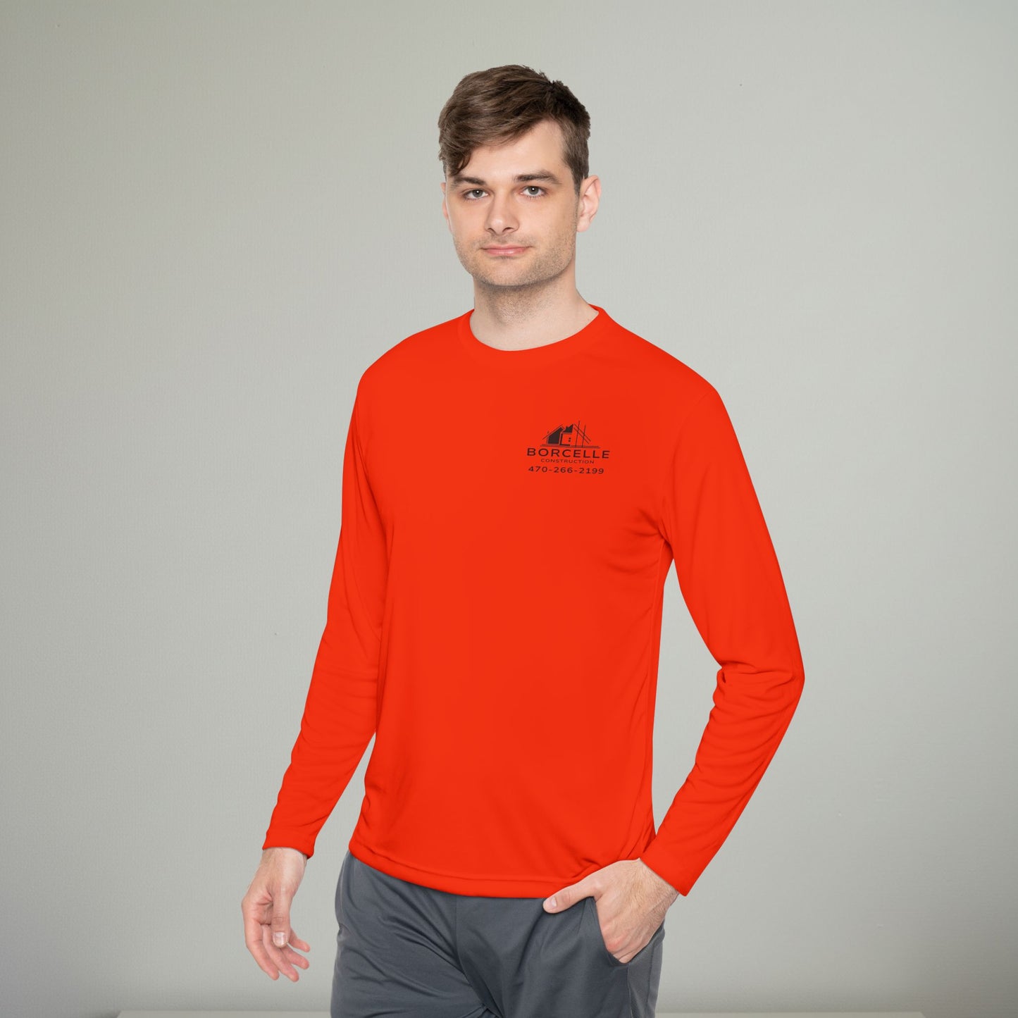 Custom Construction Shirt | Personalized Company Work Shirt | Hi Vis Long Sleeve Tee | Contractor Logo Uniform | Custom Workwear