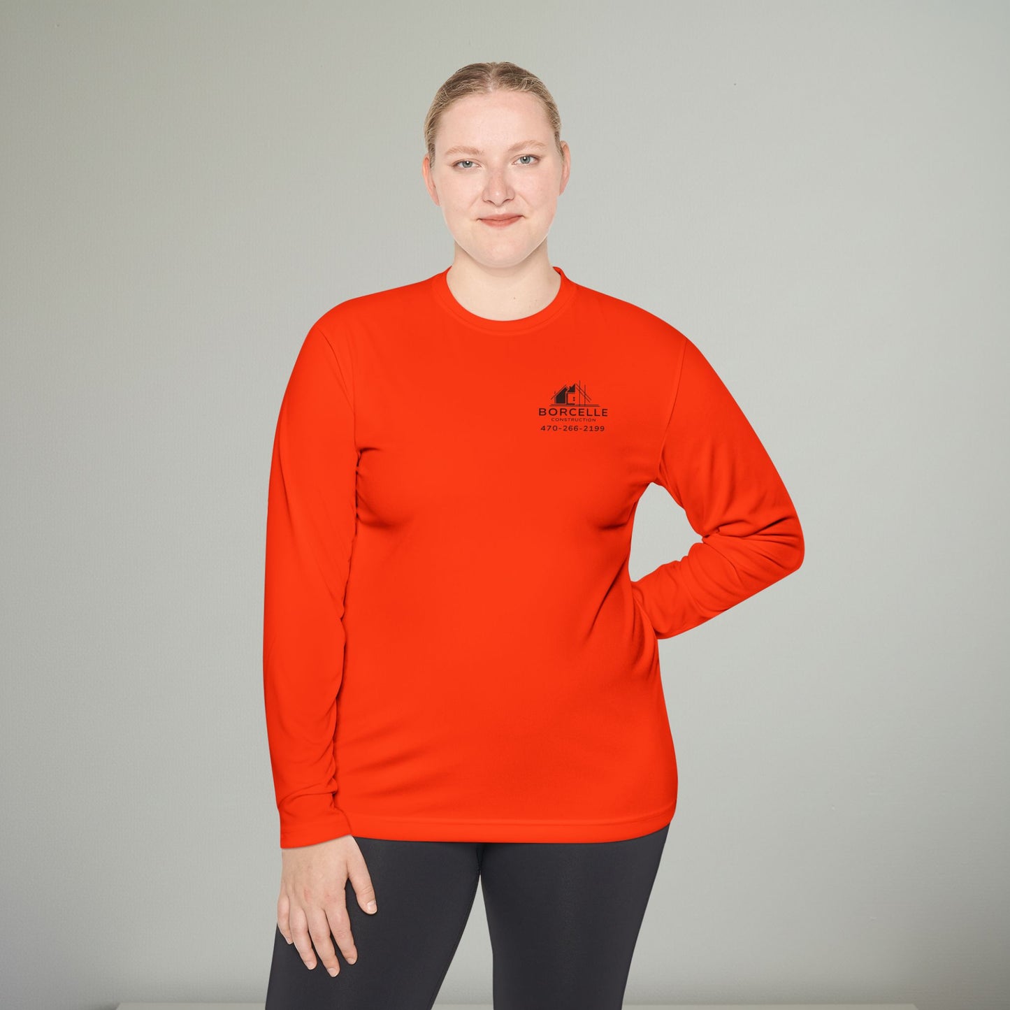 Custom Construction Shirt | Personalized Company Work Shirt | Hi Vis Long Sleeve Tee | Contractor Logo Uniform | Custom Workwear