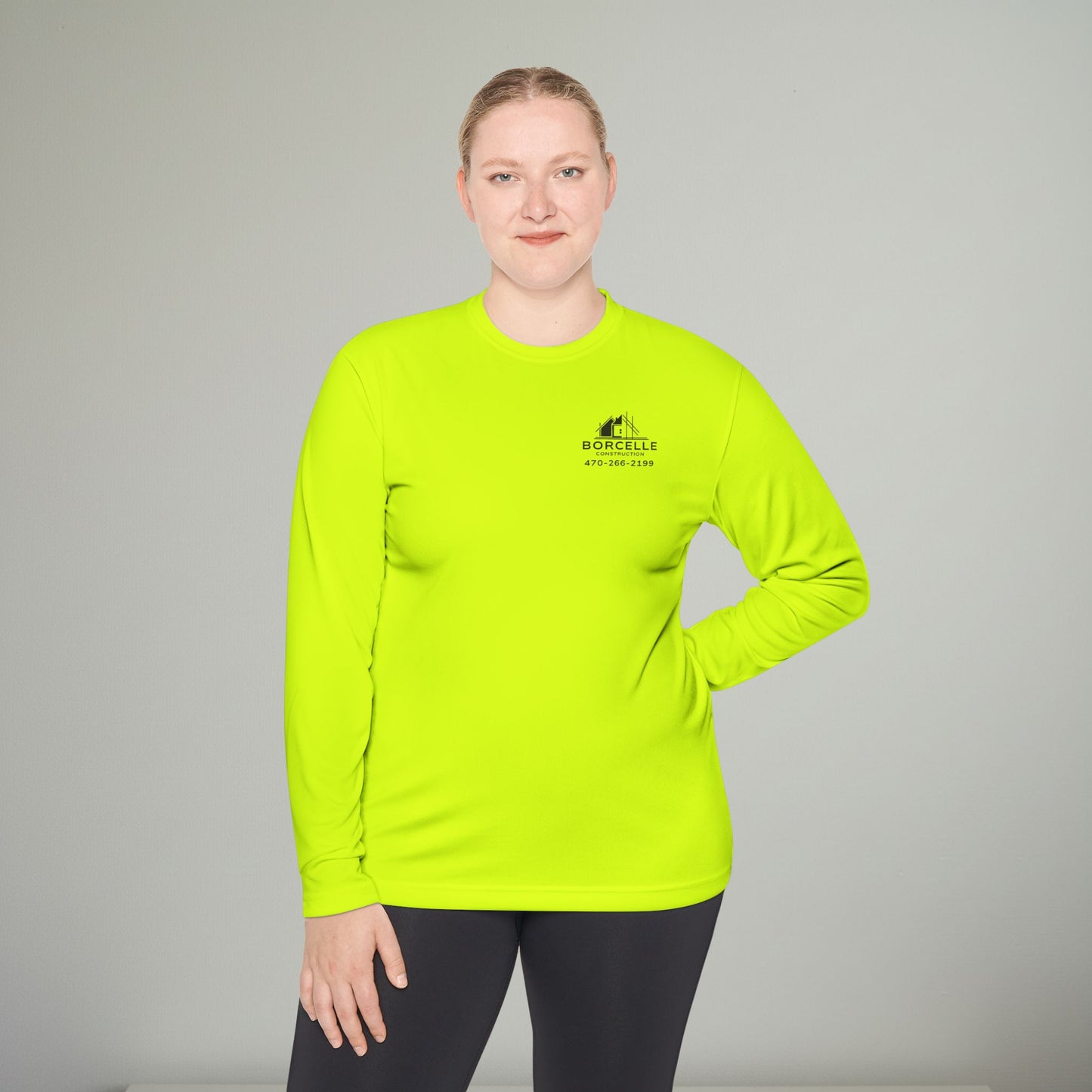 Custom Construction Shirt | Personalized Company Work Shirt | Hi Vis Long Sleeve Tee | Contractor Logo Uniform | Custom Workwear
