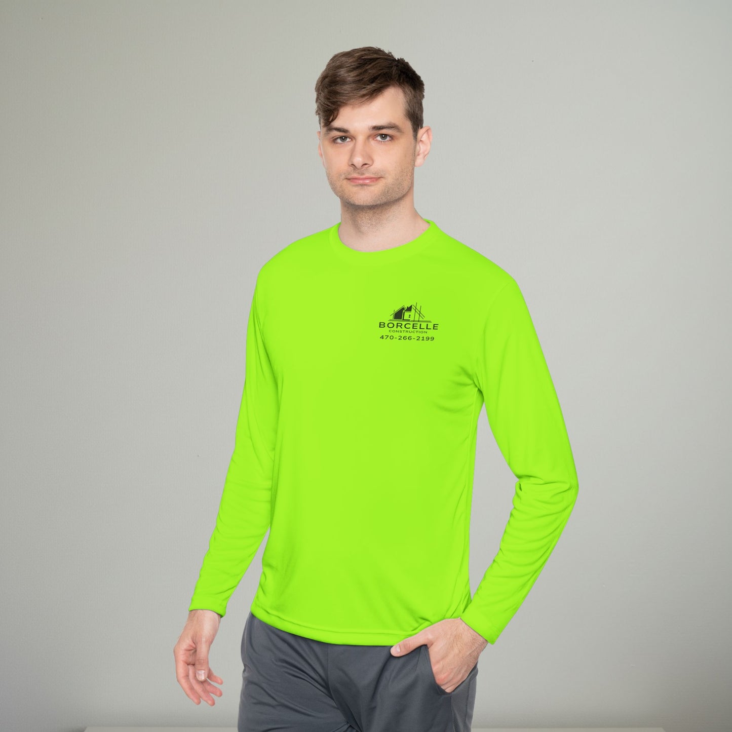 Custom Construction Shirt | Personalized Company Work Shirt | Hi Vis Long Sleeve Tee | Contractor Logo Uniform | Custom Workwear