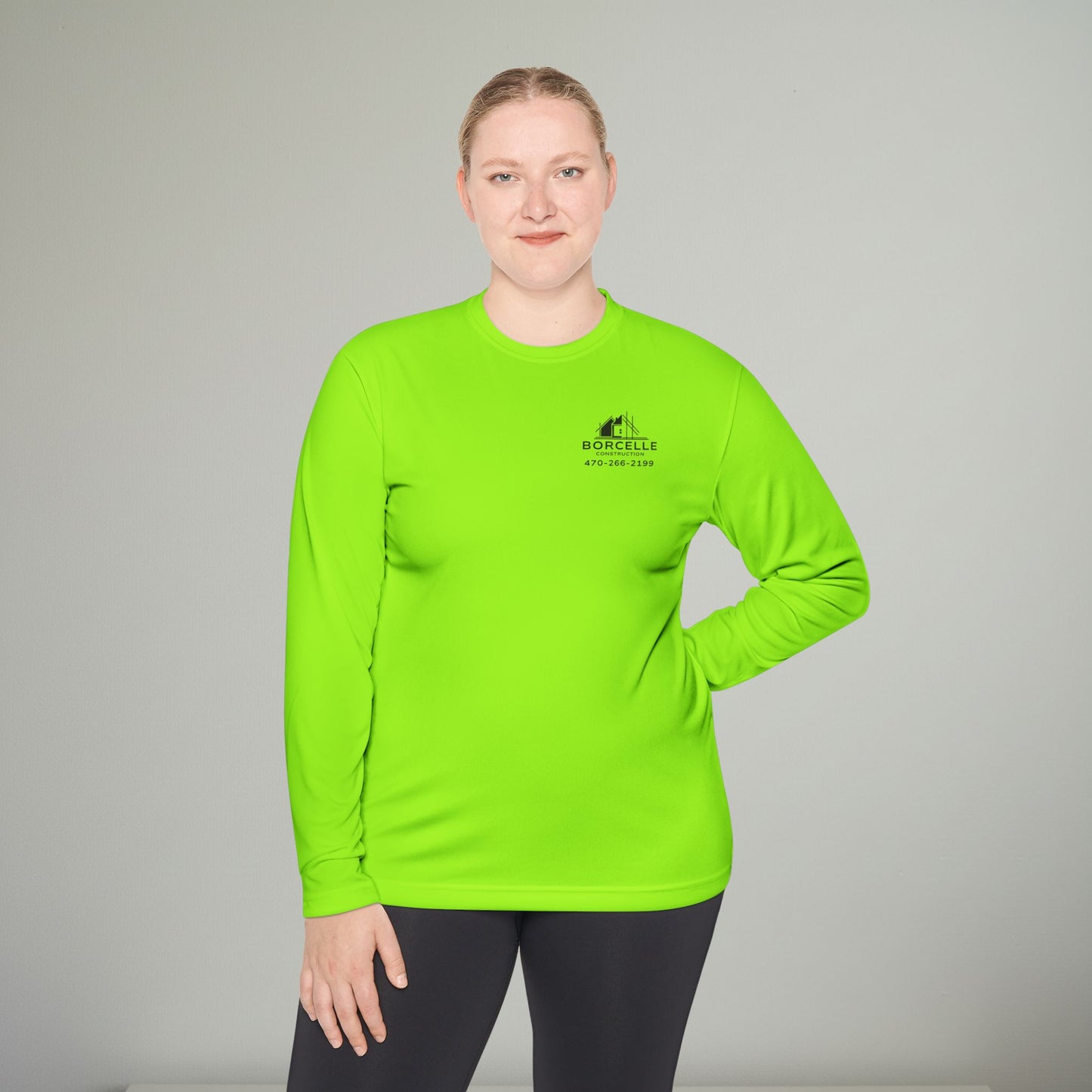Custom Construction Shirt | Personalized Company Work Shirt | Hi Vis Long Sleeve Tee | Contractor Logo Uniform | Custom Workwear