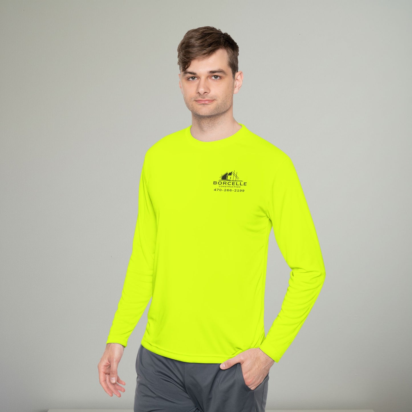 Custom Construction Shirt | Personalized Company Work Shirt | Hi Vis Long Sleeve Tee | Contractor Logo Uniform | Custom Workwear