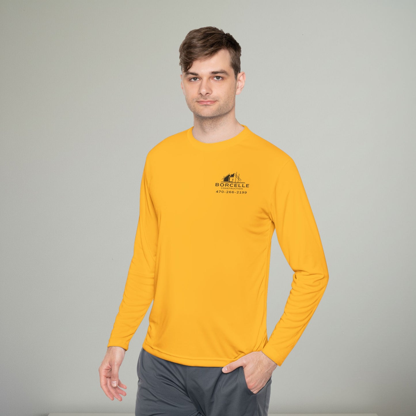 Custom Construction Shirt | Personalized Company Work Shirt | Hi Vis Long Sleeve Tee | Contractor Logo Uniform | Custom Workwear