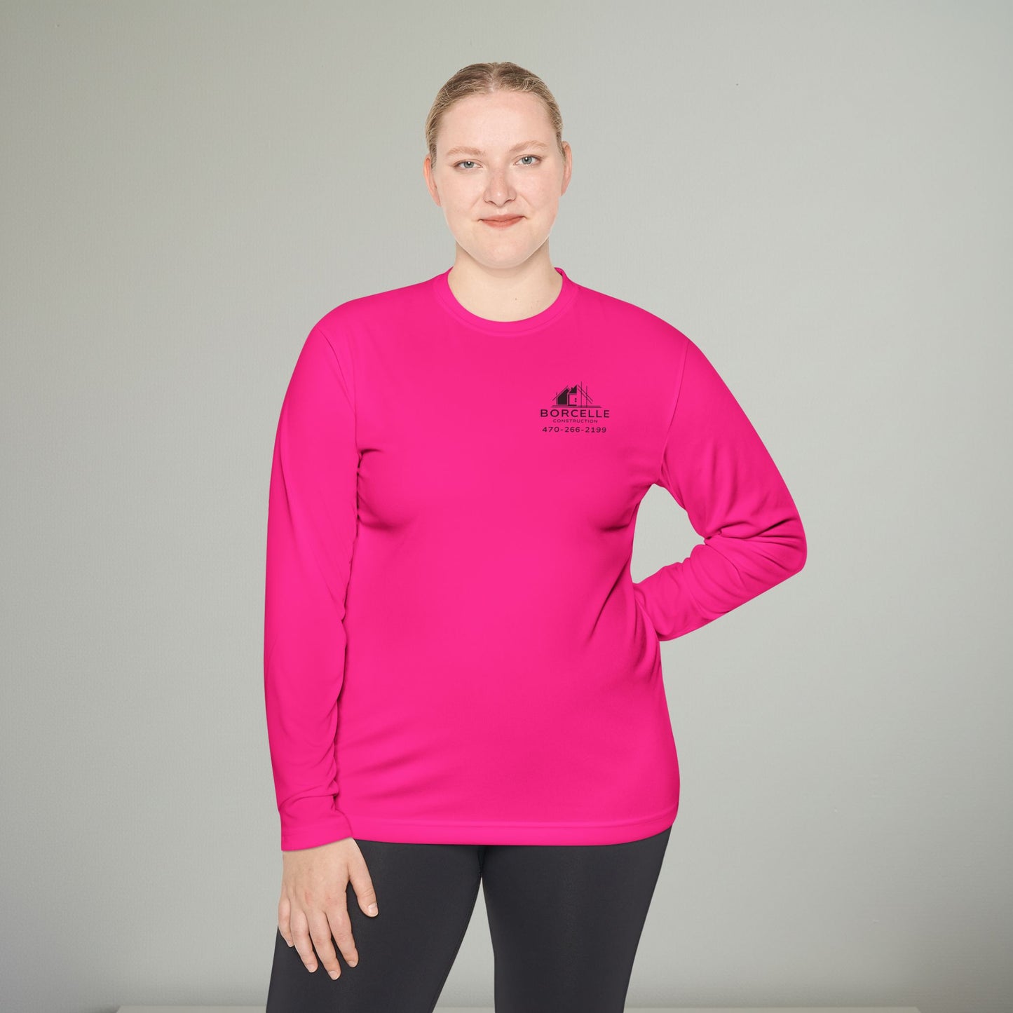 Custom Construction Shirt | Personalized Company Work Shirt | Hi Vis Long Sleeve Tee | Contractor Logo Uniform | Custom Workwear