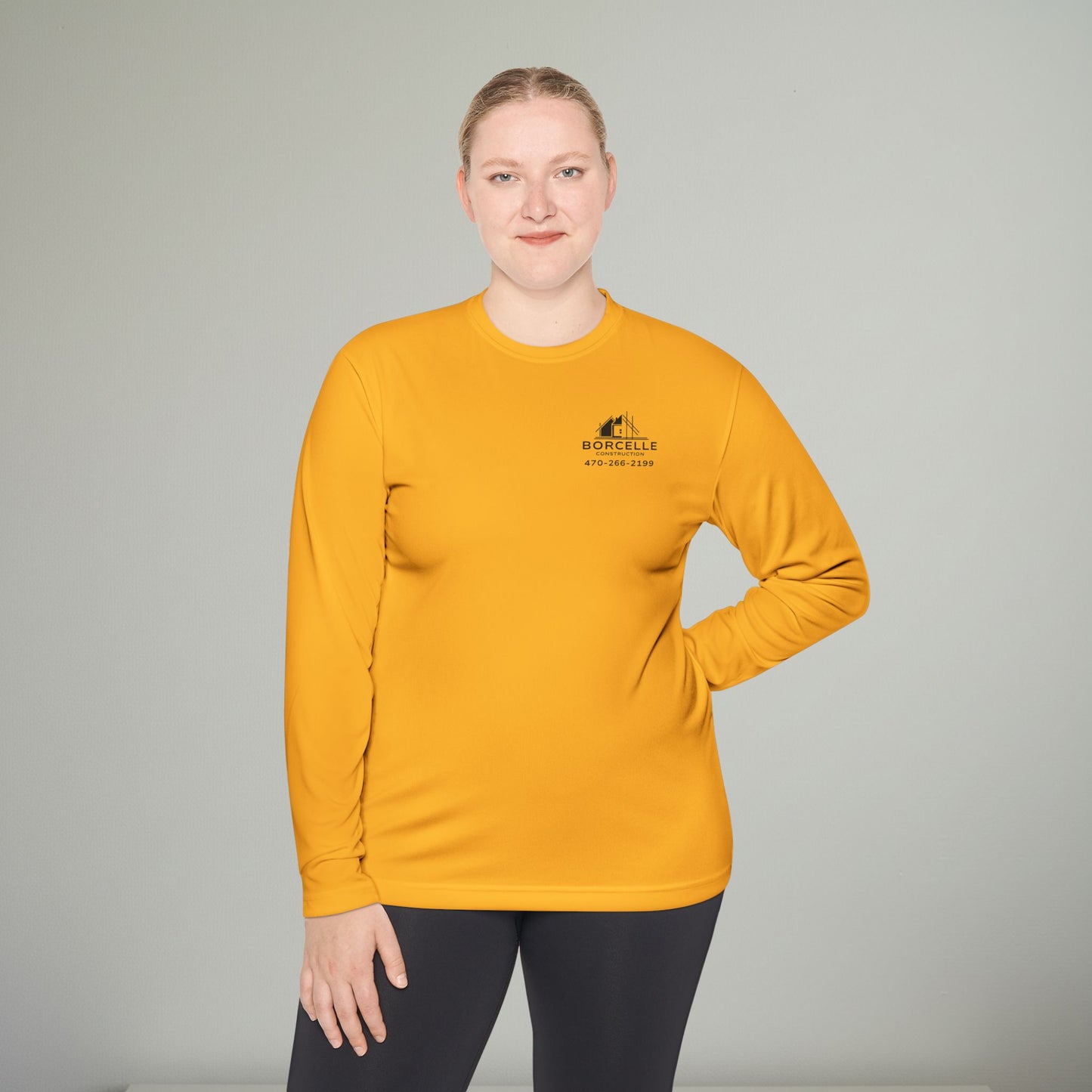 Custom Construction Shirt | Personalized Company Work Shirt | Hi Vis Long Sleeve Tee | Contractor Logo Uniform | Custom Workwear