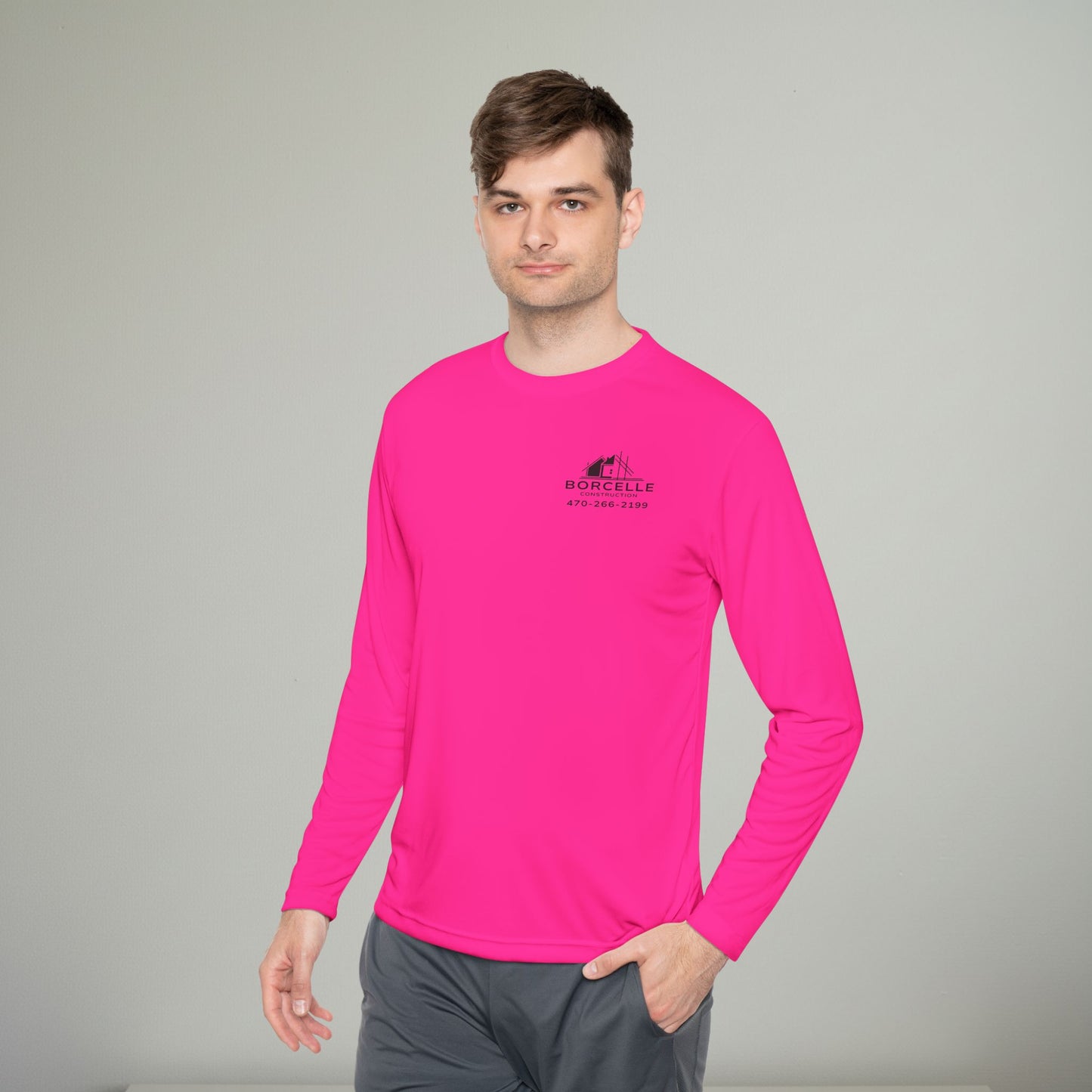 Custom Construction Shirt | Personalized Company Work Shirt | Hi Vis Long Sleeve Tee | Contractor Logo Uniform | Custom Workwear