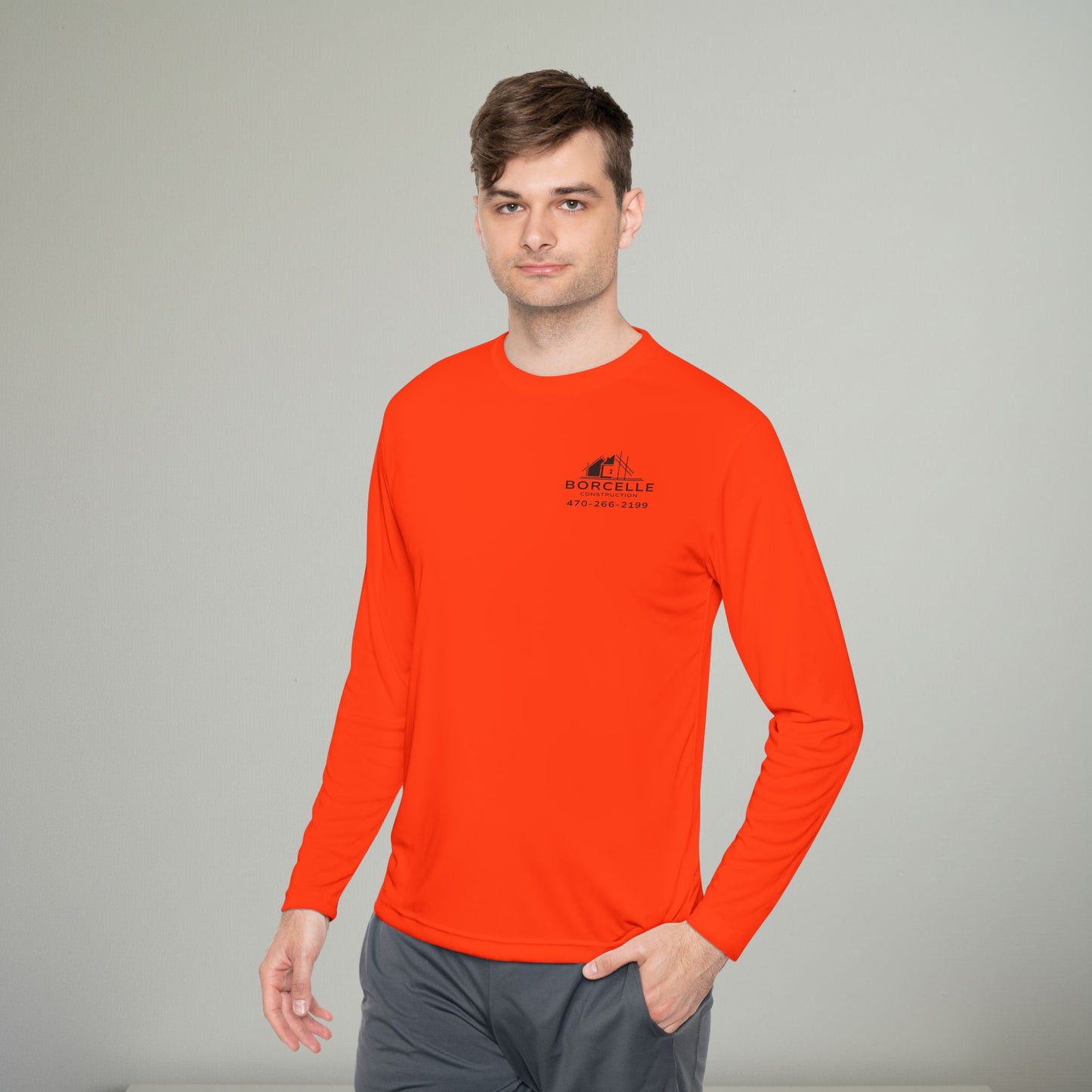 Custom Construction Shirt | Personalized Company Work Shirt | Hi Vis Long Sleeve Tee | Contractor Logo Uniform | Custom Workwear